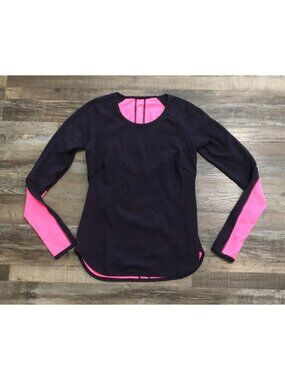 Lululemon Runder Under Long Sleeve Shirt Reversible Size 8 Purple & Pink